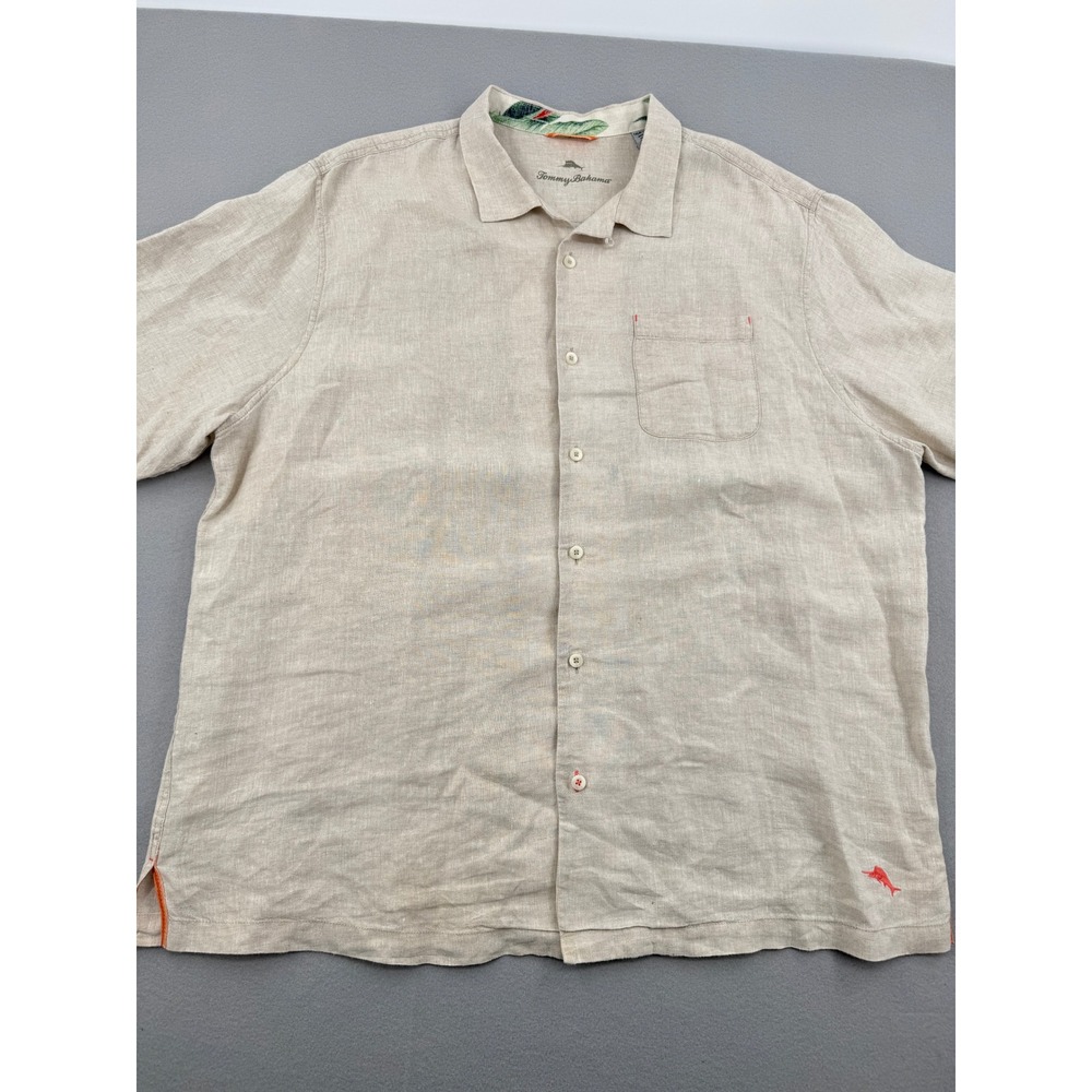 Tommy Bahama 100% Linen Mens 1XLB Short Sleeve Button Down Camp Shirt Summer - Picture 2 of 12